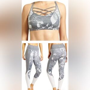 Athleta Tropical Mind Over Mat Bra High Rise Flow Chat Tight Legging Set Medium